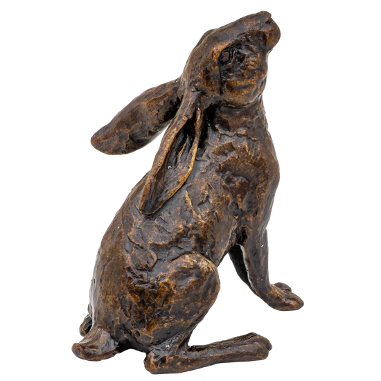 Richard Cooper Bronze Hares Collection Small Hare Moon Gazing Figurine