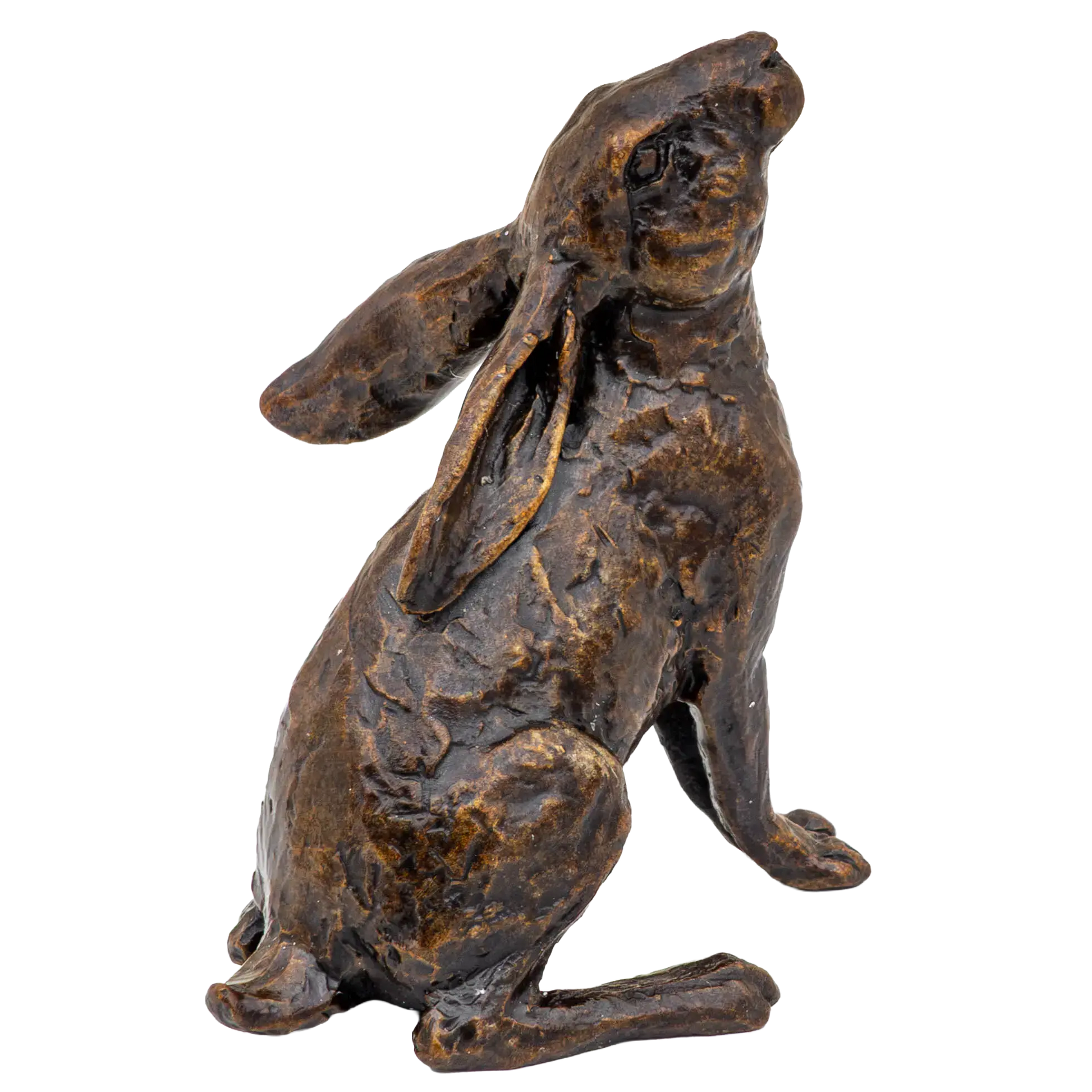 Richard Cooper Bronze Hares Collection Small Hare Moon Gazing Figurine