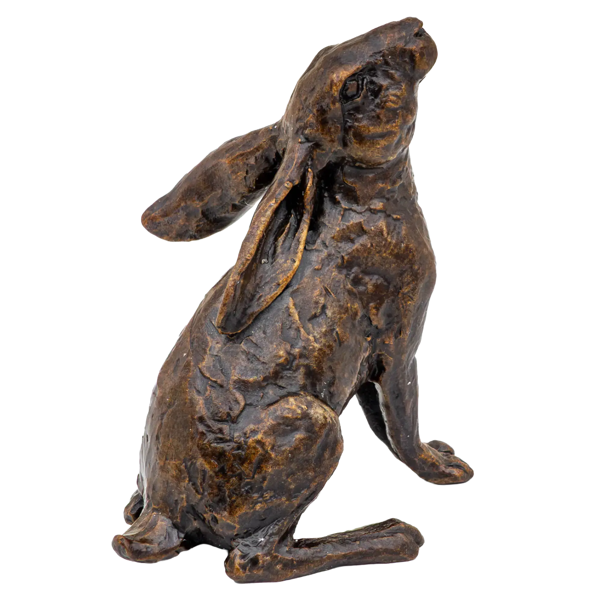 Richard Cooper Bronze Hares Collection Small Hare Moon Gazing Figurine