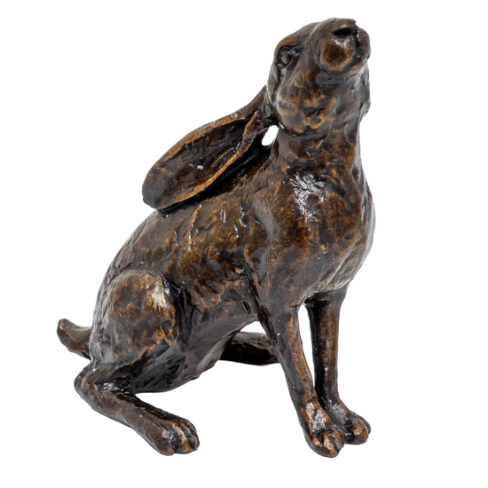 Richard Cooper Bronze Hares Collection Small Hare Moon Gazing Figurine