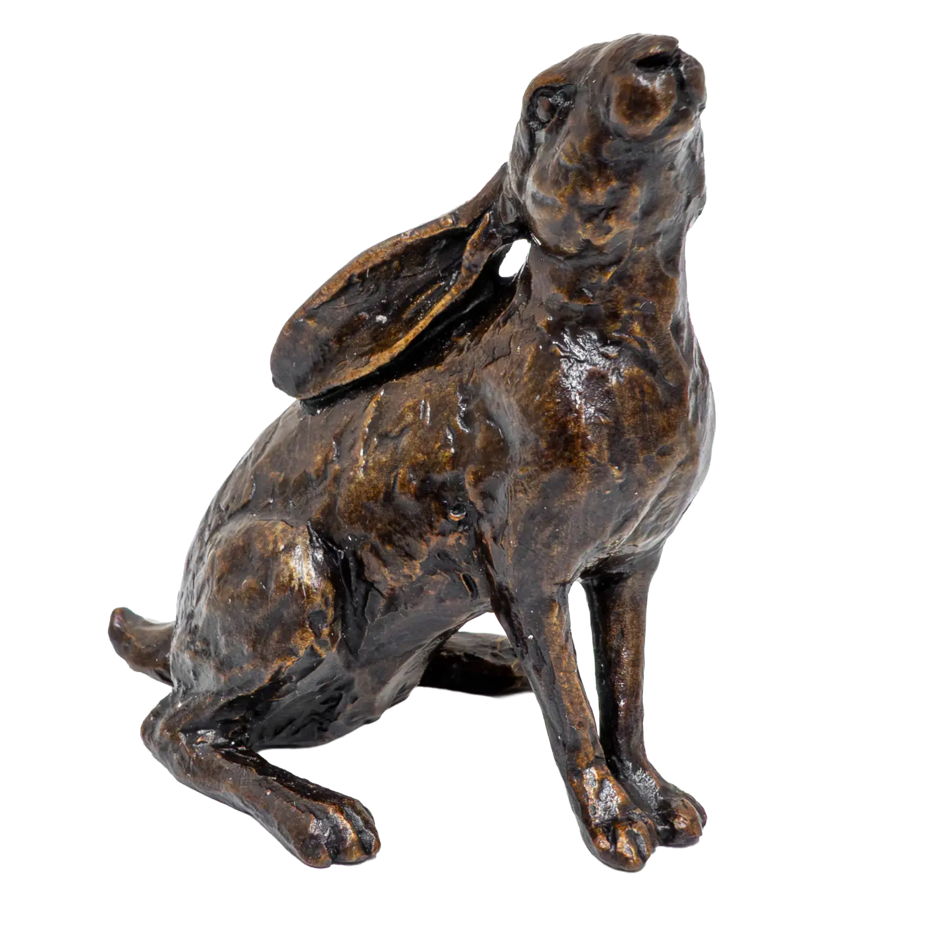 Richard Cooper Bronze Hares Collection Small Hare Moon Gazing Figurine