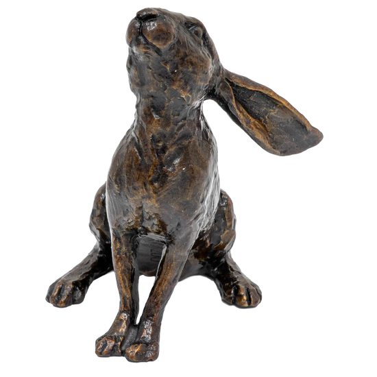 Richard Cooper Bronze Hares Collection Small Hare Moon Gazing Figurine