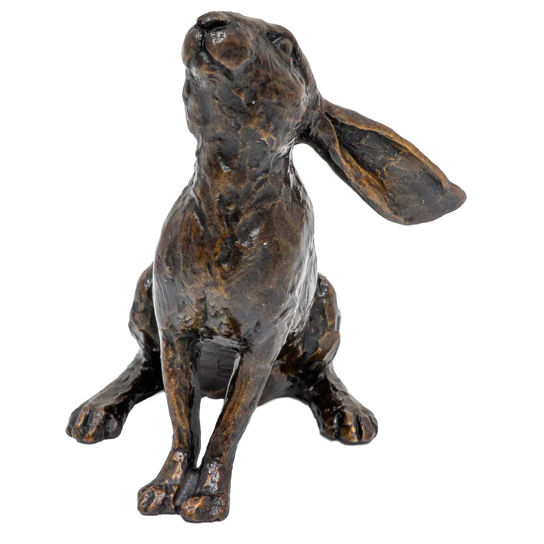 Richard Cooper Bronze Hares Collection Small Hare Moon Gazing Figurine