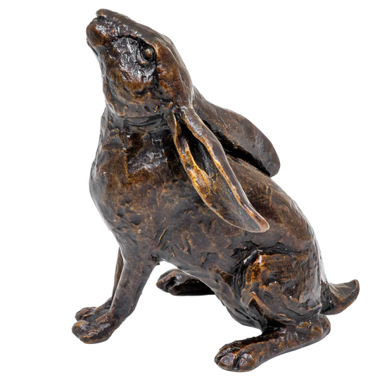 Richard Cooper Bronze Hares Collection Small Hare Moon Gazing Figurine