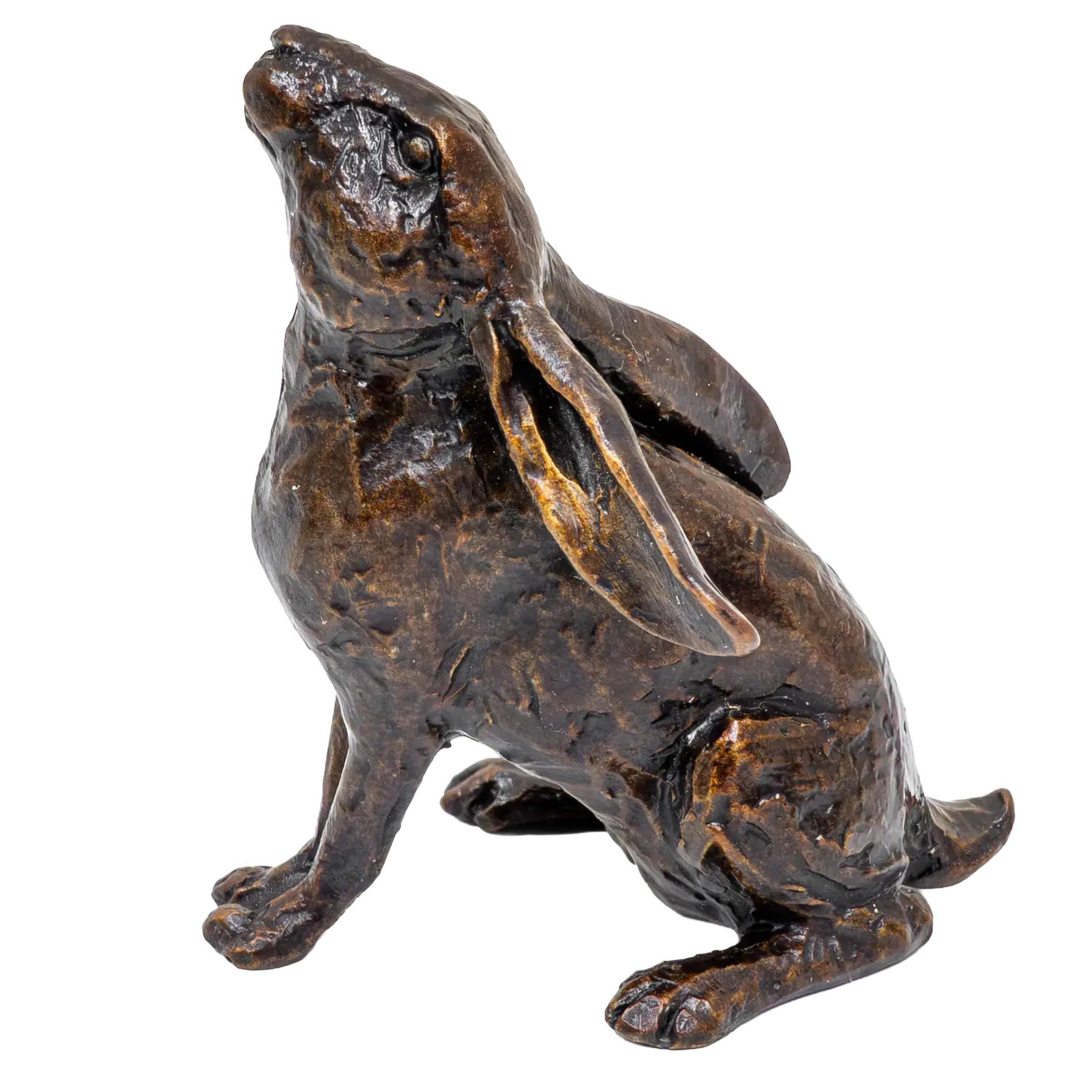Richard Cooper Bronze Hares Collection Small Hare Moon Gazing Figurine