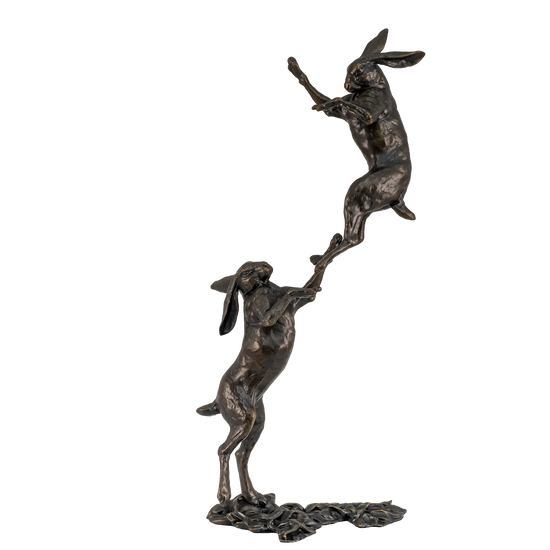 Richard Cooper Bronze Hares Collection Small Hares Boxing New