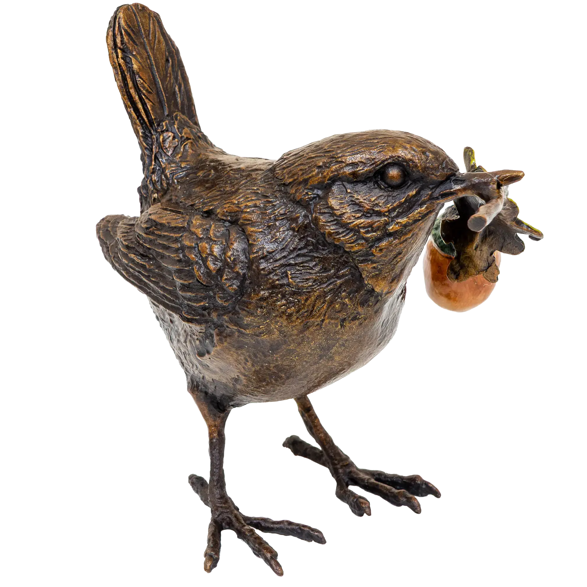 Richard Cooper Bronze Birds Collection Wren with Acorn