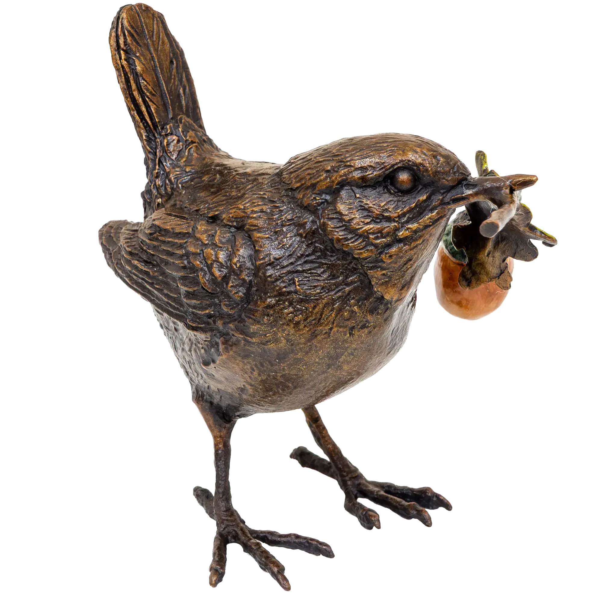 Richard Cooper Bronze Birds Collection Wren with Acorn