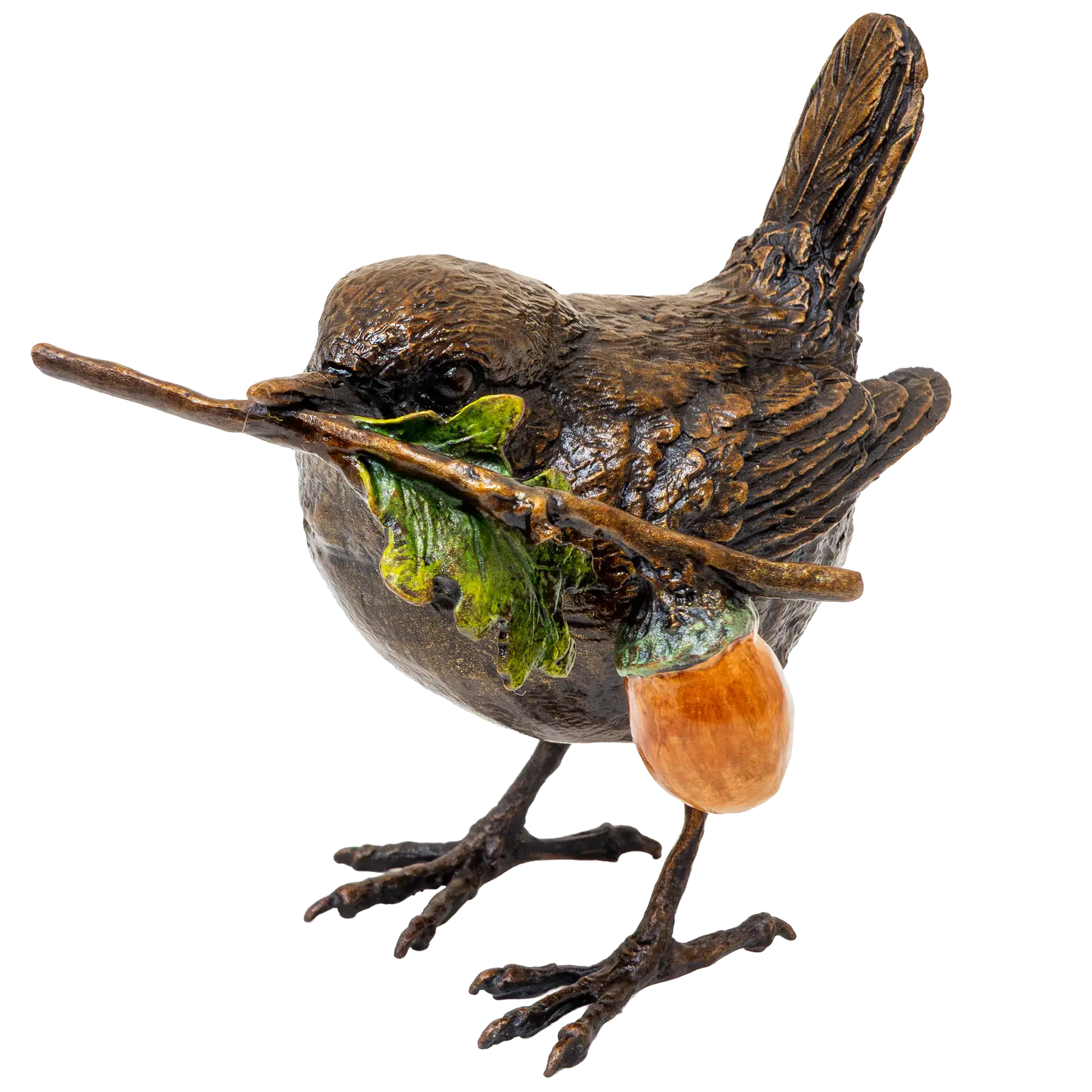 Richard Cooper Bronze Birds Collection Wren with Acorn