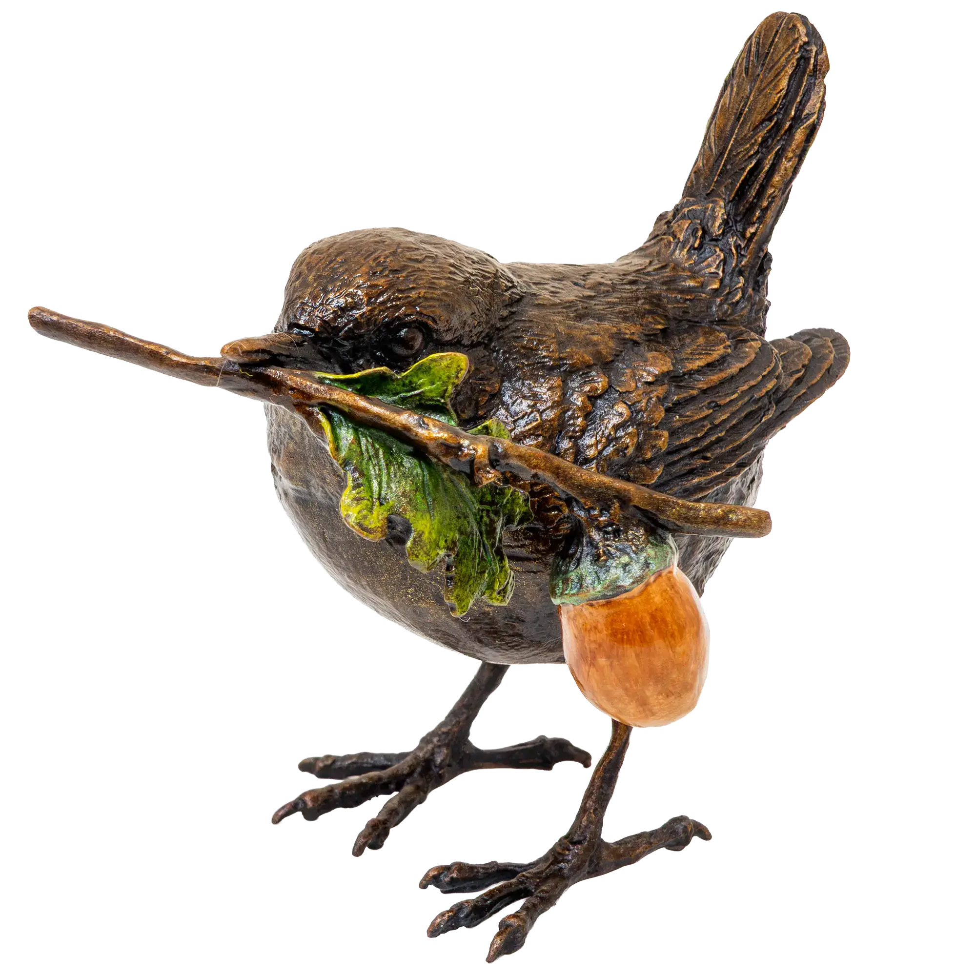 Richard Cooper Bronze Birds Collection Wren with Acorn