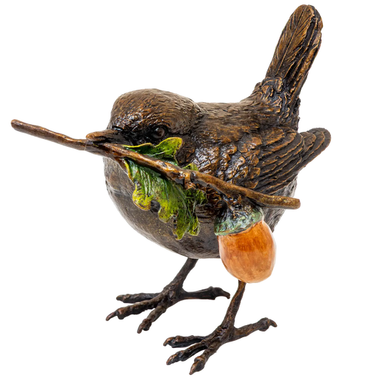 Richard Cooper Bronze Birds Collection Wren with Acorn