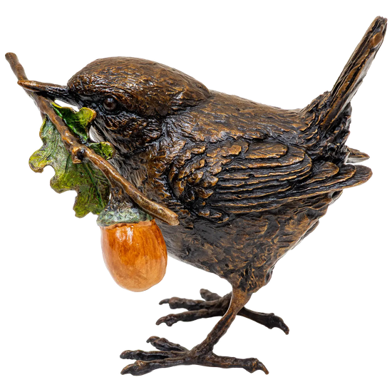 Richard Cooper Bronze Birds Collection Wren with Acorn