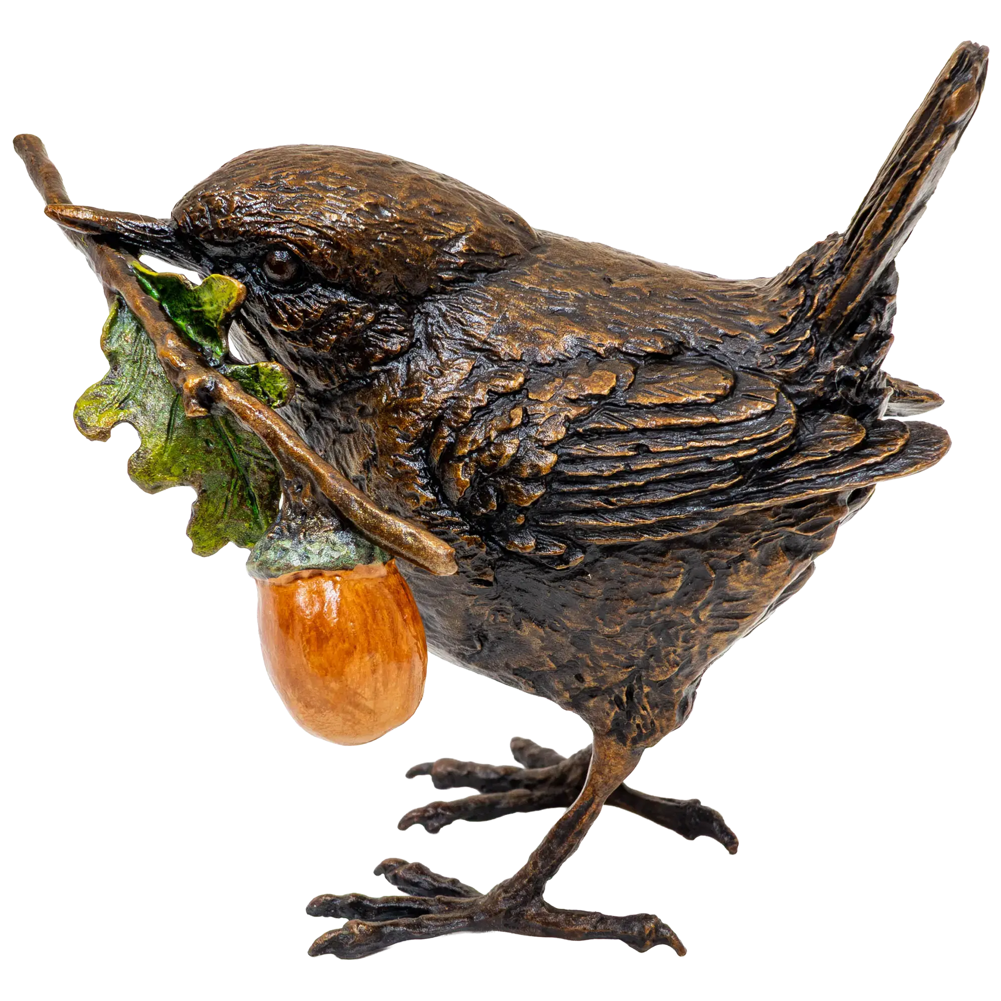 Richard Cooper Bronze Birds Collection Wren with Acorn