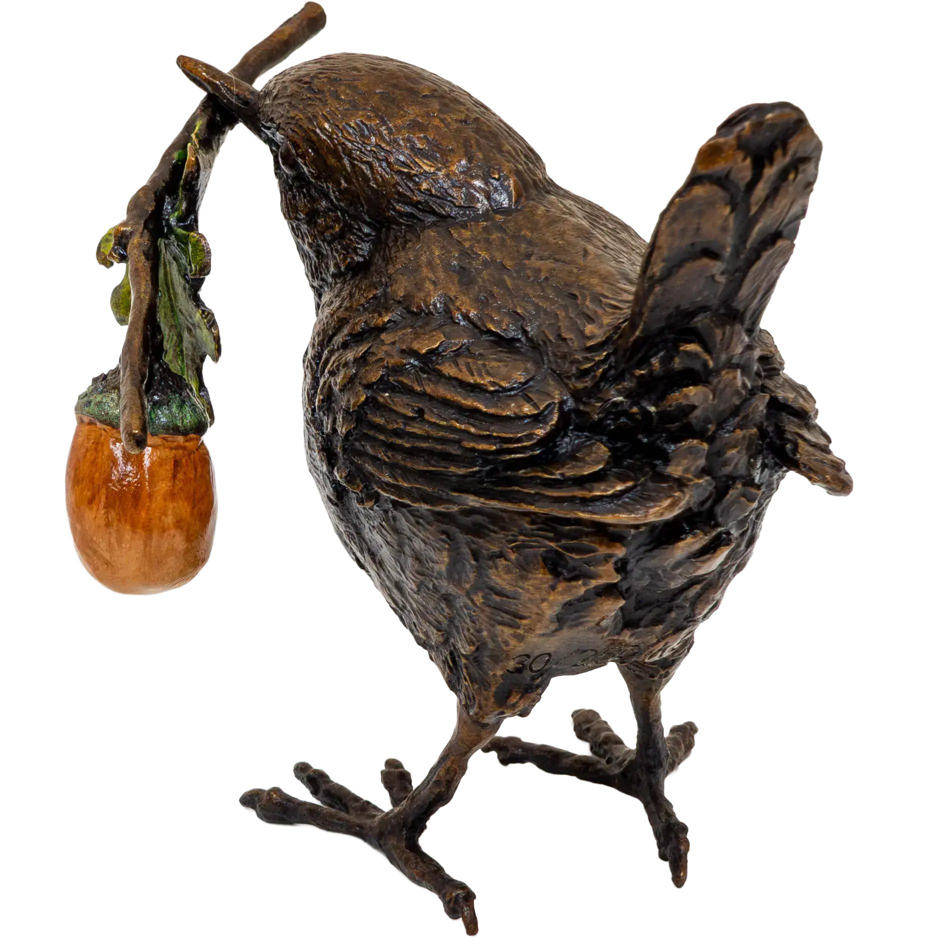 Richard Cooper Bronze Birds Collection Wren with Acorn