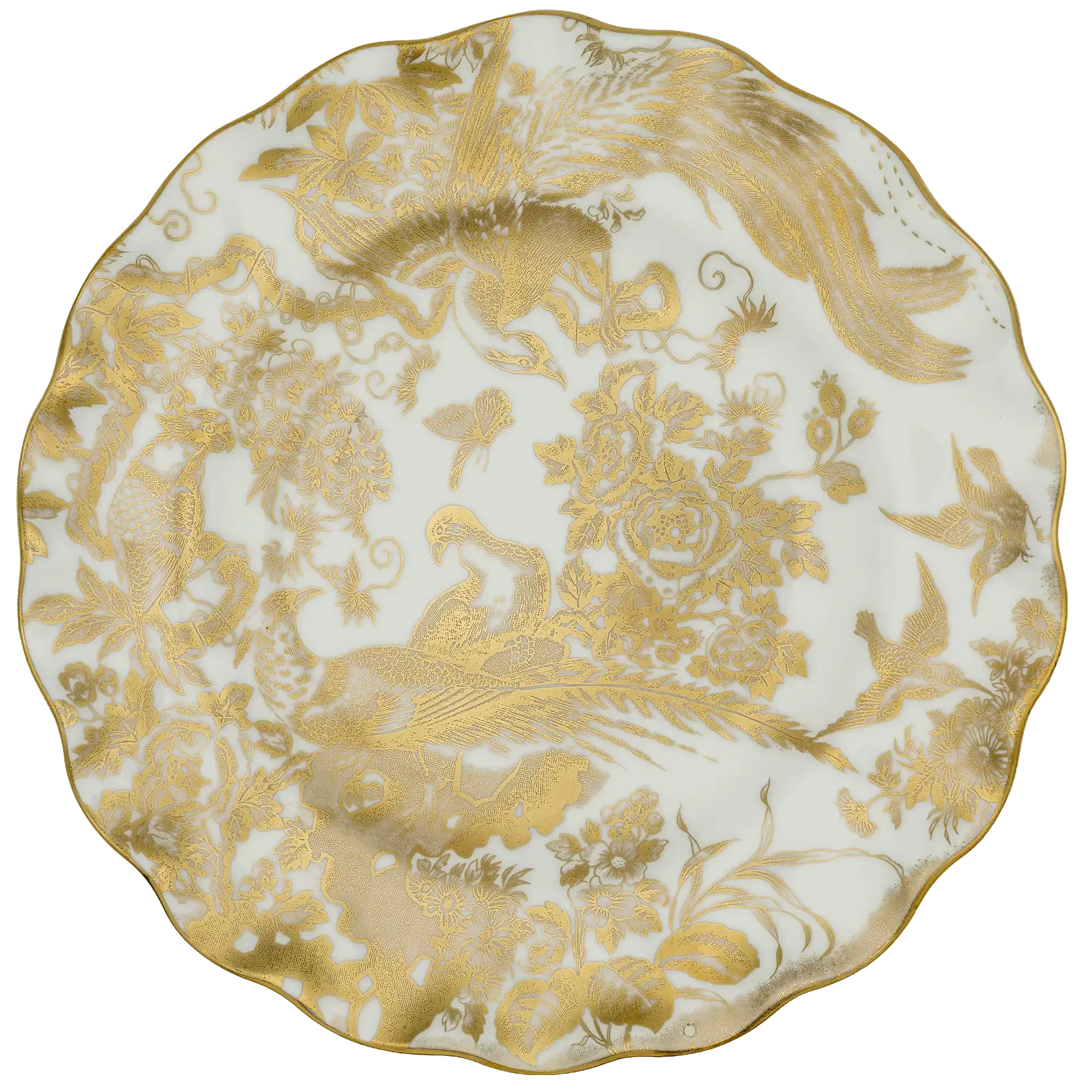 Royal Crown Derby Gold Aves Fluted Dessert Plate
