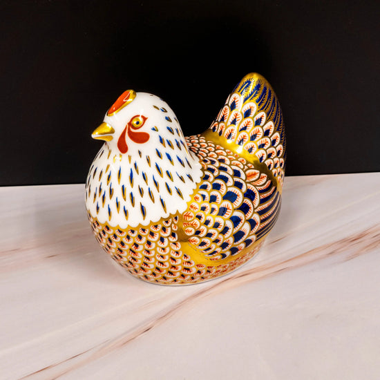 Royal Crown Derby Chicken Paperweight Bone China Collectible Charterwells