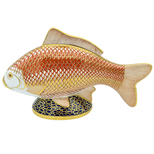 Royal Crown Derby Golden Carp Paperweight Bone China Collectible Charterwells