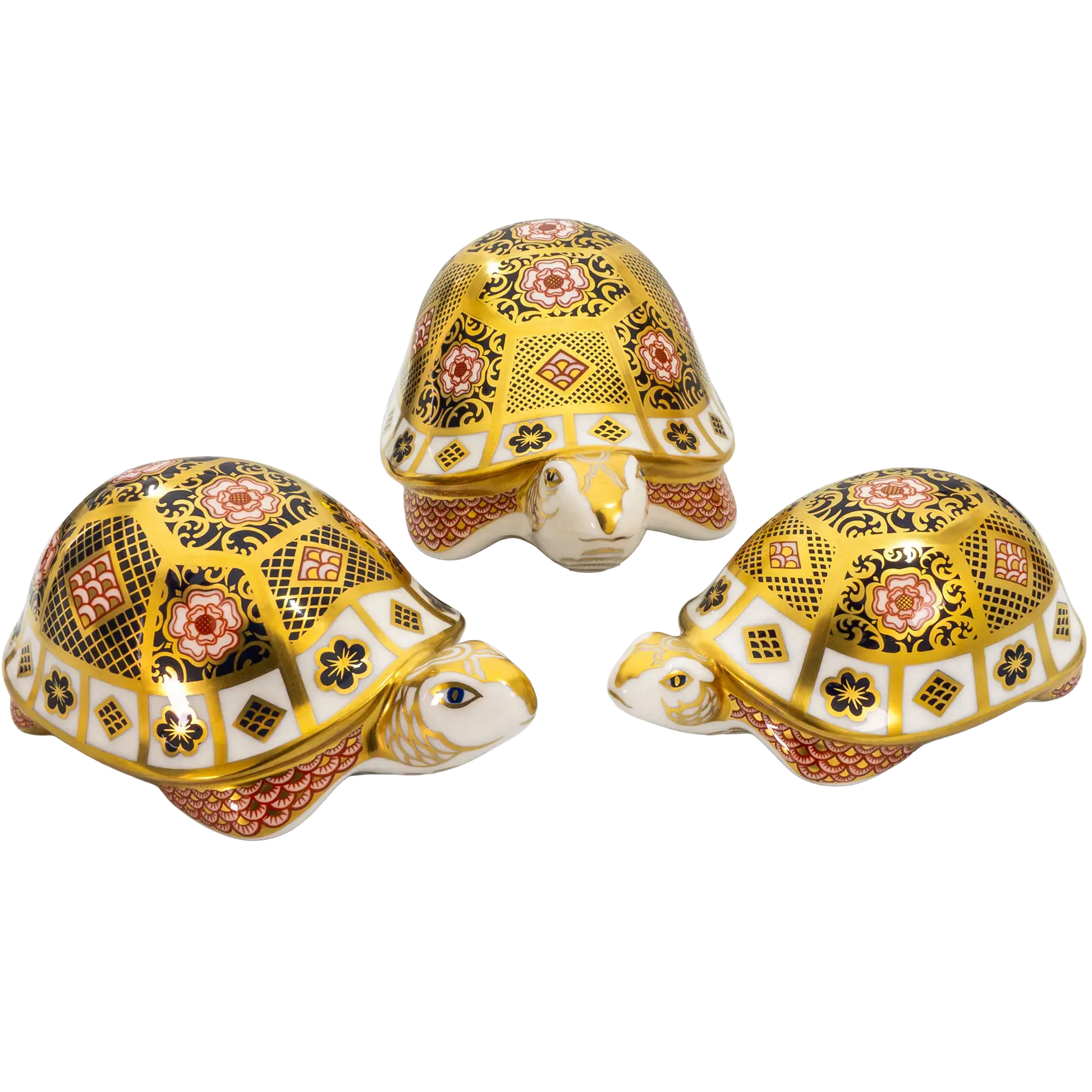 Royal Crown Derby Yorkshire Rose Tortoise Family Paperweights