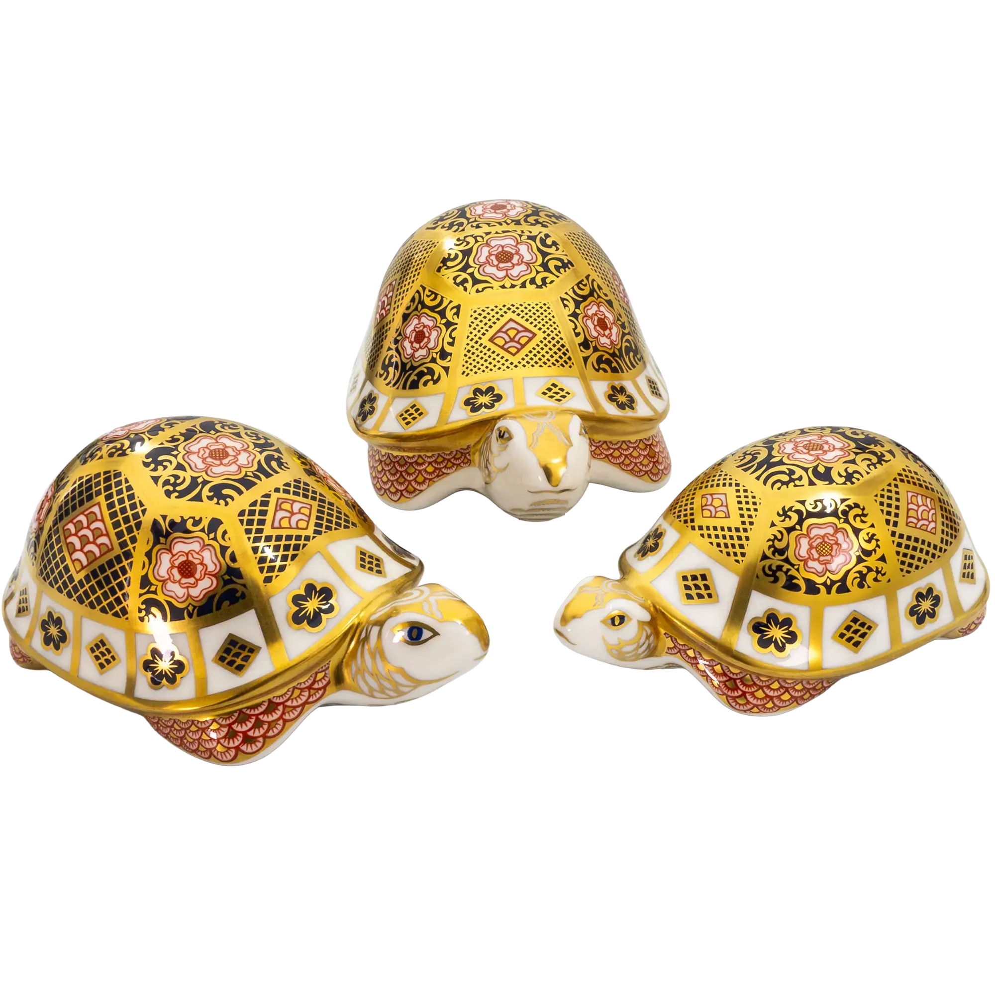 Royal Crown Derby Yorkshire Rose Tortoise Family Paperweights