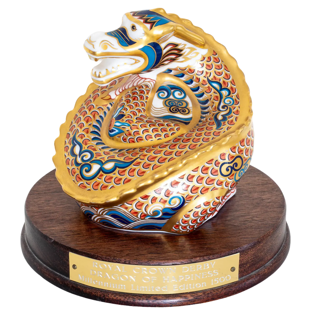 Royal Crown Derby Dragon of Good Fortune & Happiness Paperweight Set