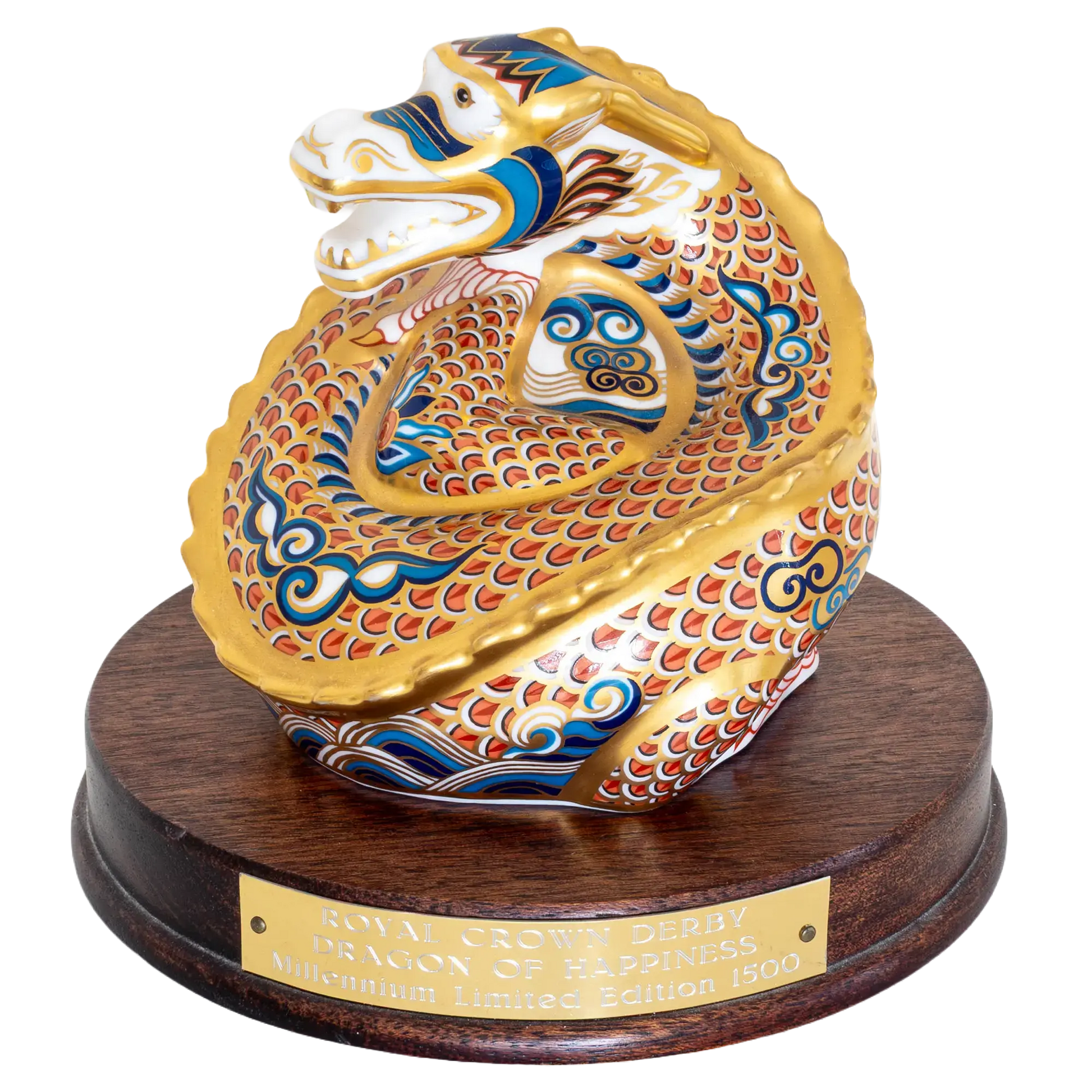 Royal Crown Derby Dragon of Good Fortune & Happiness Paperweight Set