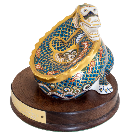 Royal Crown Derby Dragon of Good Fortune & Happiness Paperweight Set