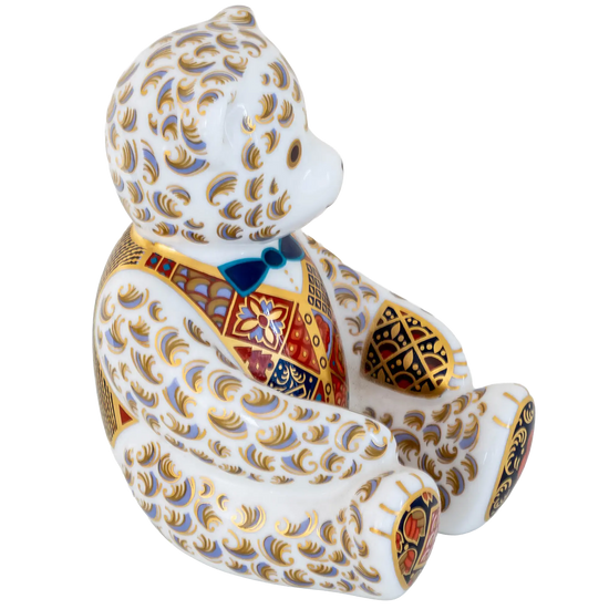 Royal Crown Derby Debonair Blue Bow Tier Bear Paperweight
