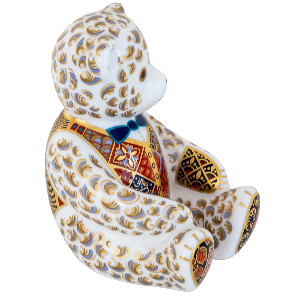 Royal Crown Derby Debonair Blue Bow Tier Bear Paperweight