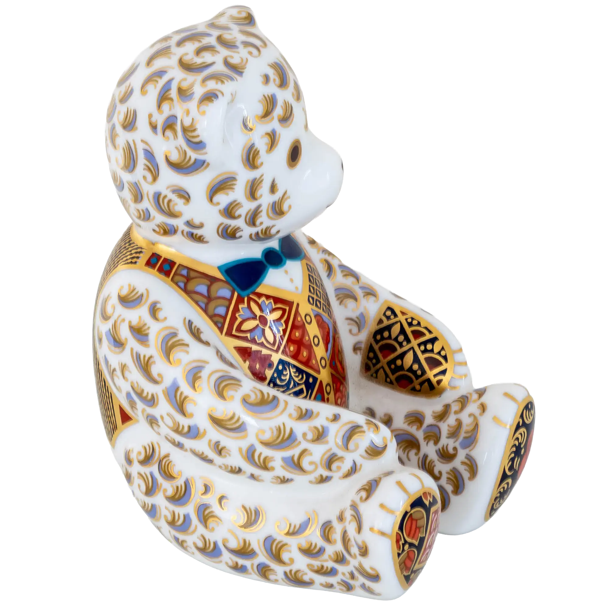 Royal Crown Derby Debonair Blue Bow Tier Bear Paperweight
