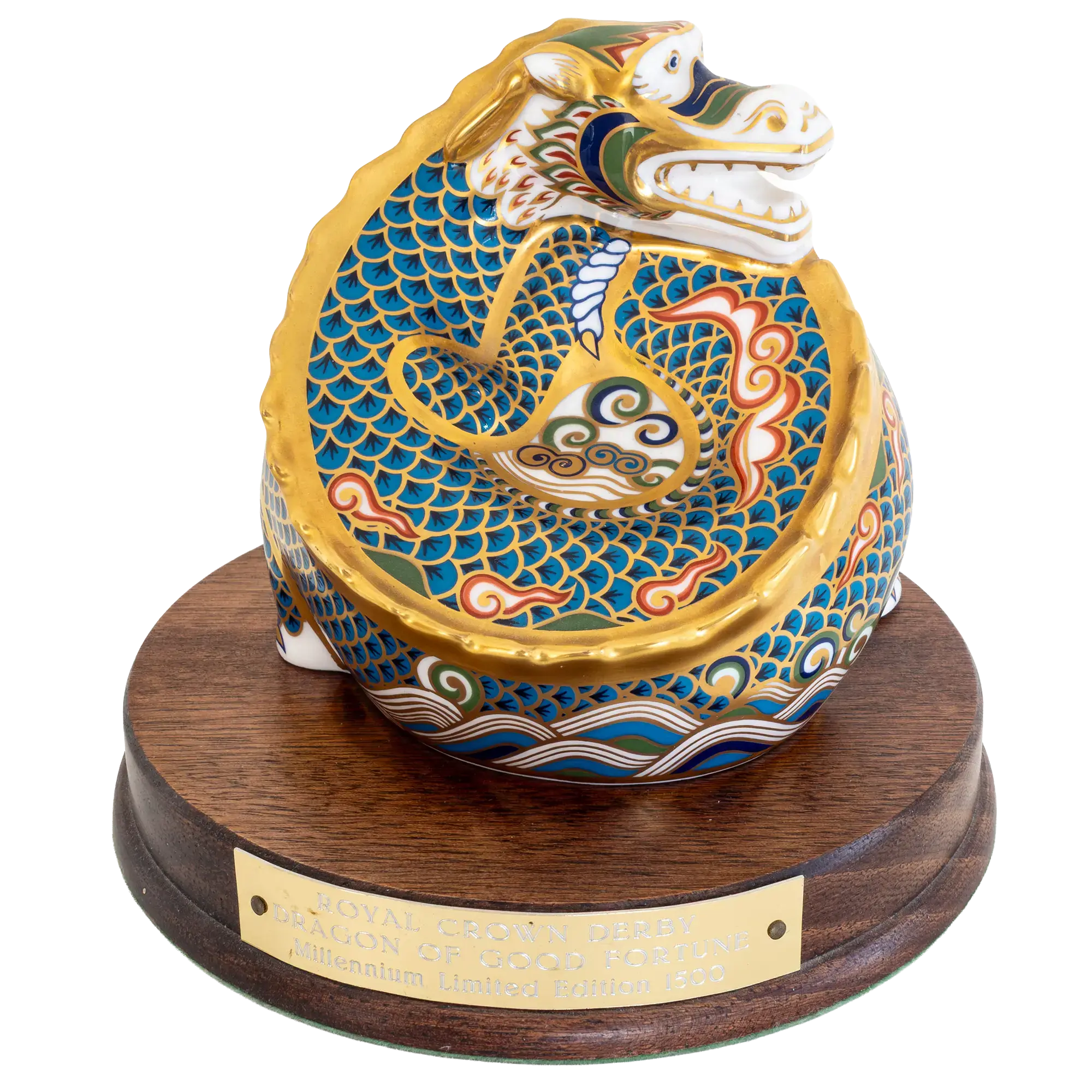 Royal Crown Derby Dragon of Good Fortune & Happiness Paperweight Set