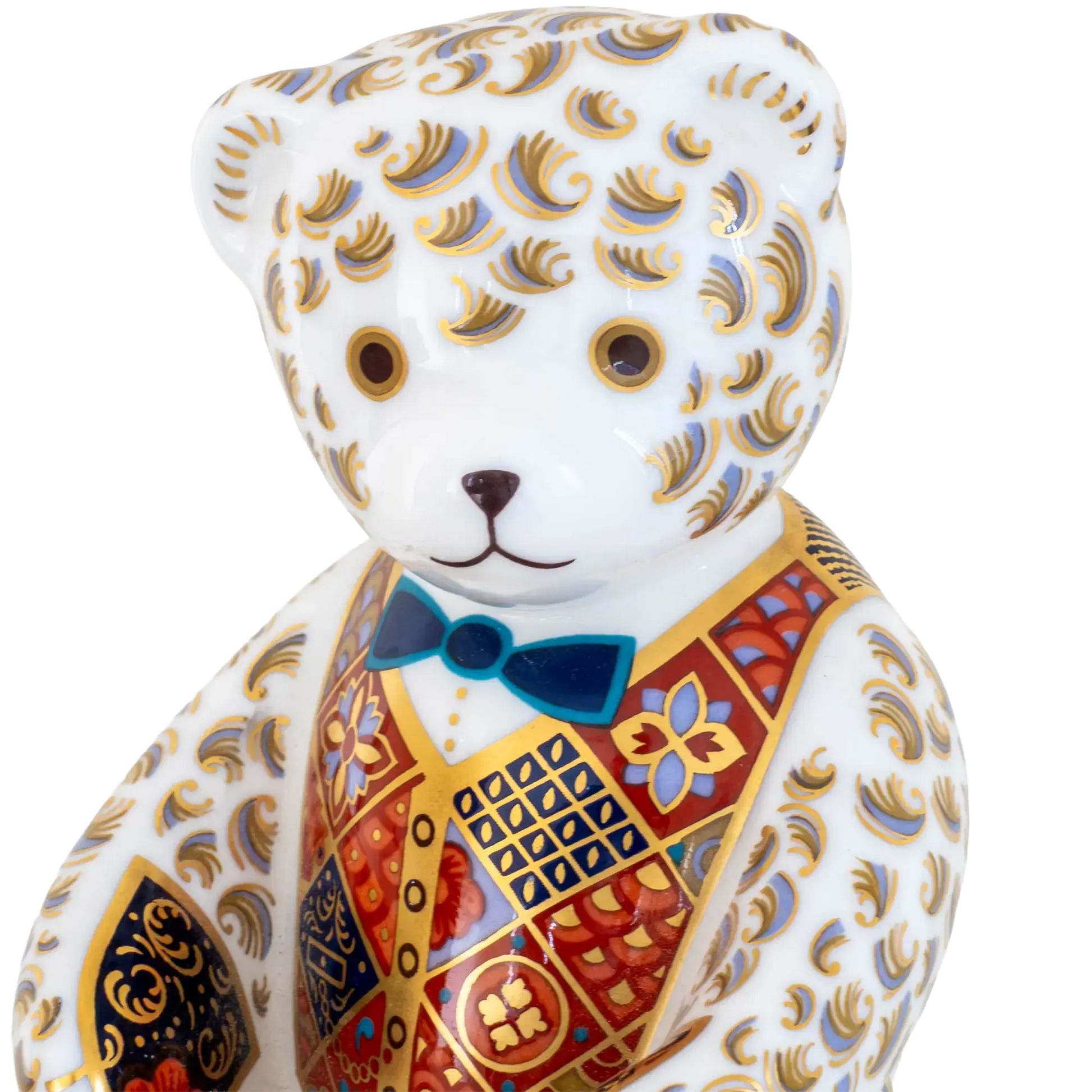 Royal Crown Derby Debonair Blue Bow Tier Bear Paperweight