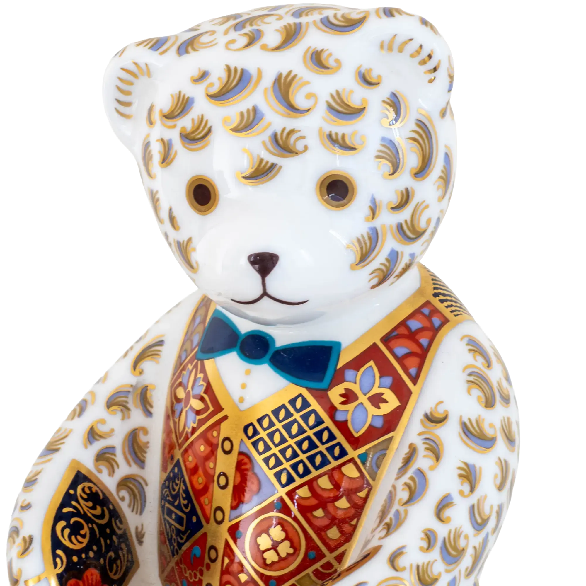 Royal Crown Derby Debonair Blue Bow Tier Bear Paperweight