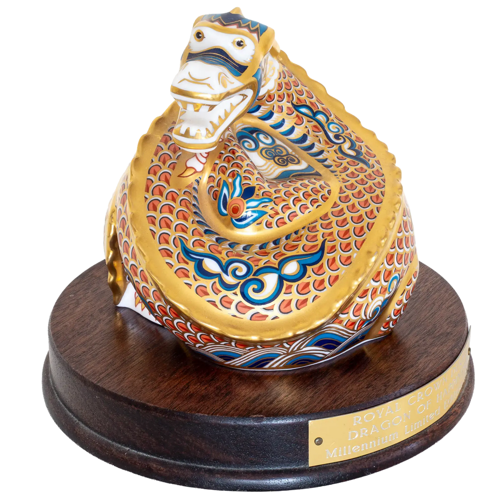 Royal Crown Derby Dragon of Good Fortune & Happiness Paperweight Set