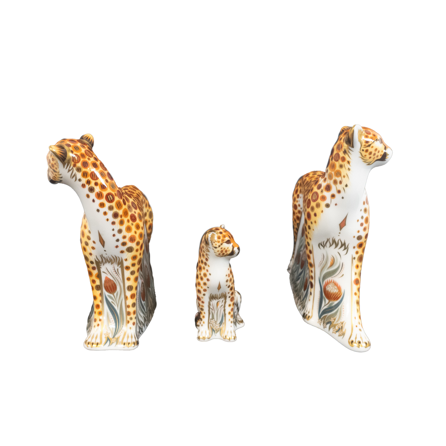 Royal Crown Derby Cheetah Family Paperweights Charterwells-Ex-Display