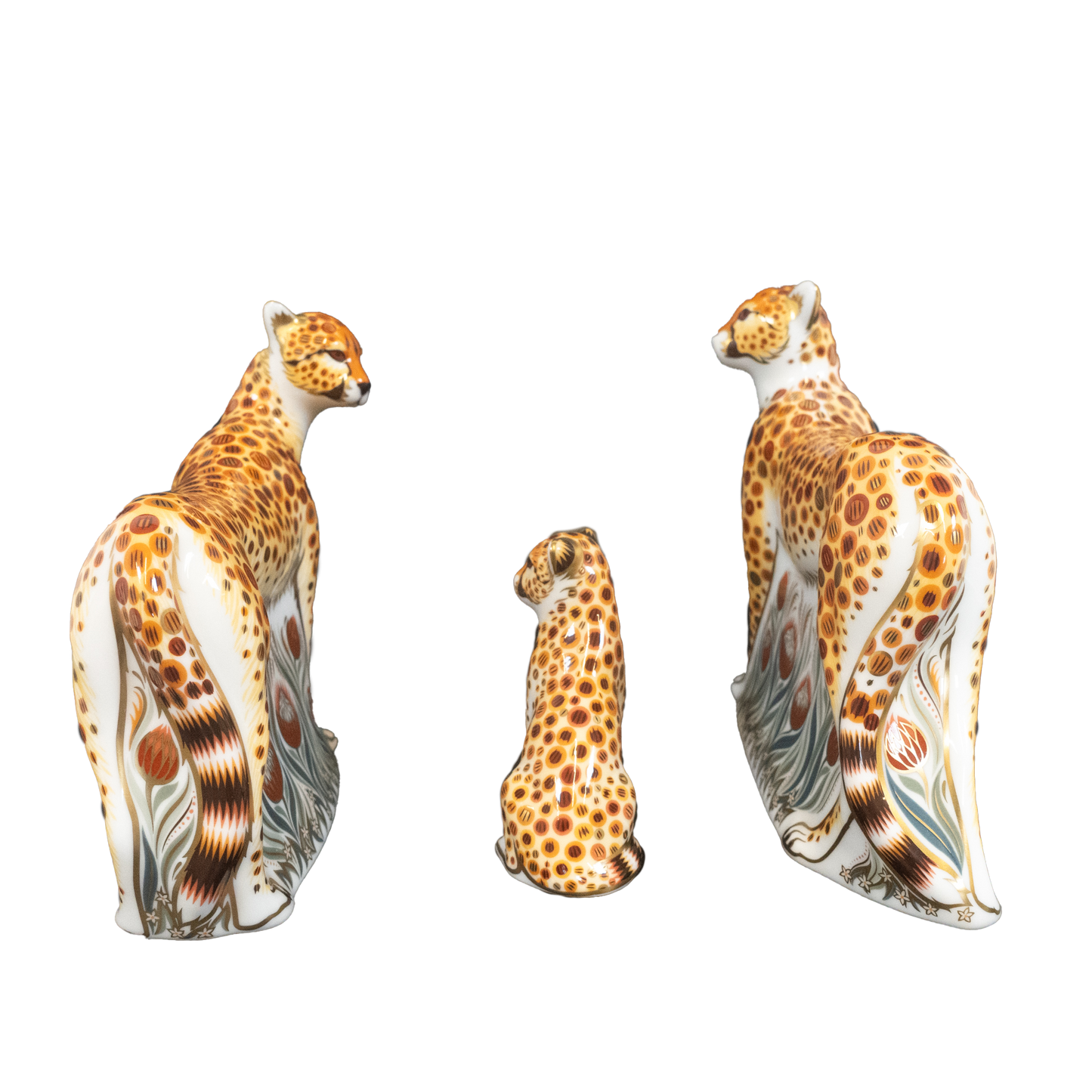 Royal Crown Derby Cheetah Family Paperweights Charterwells-Ex-Display