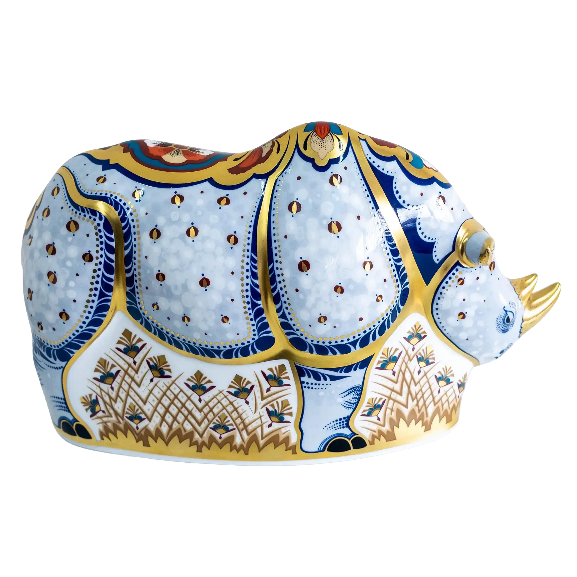 Royal Crown Derby Endangered Species White Rhino Paperweight
