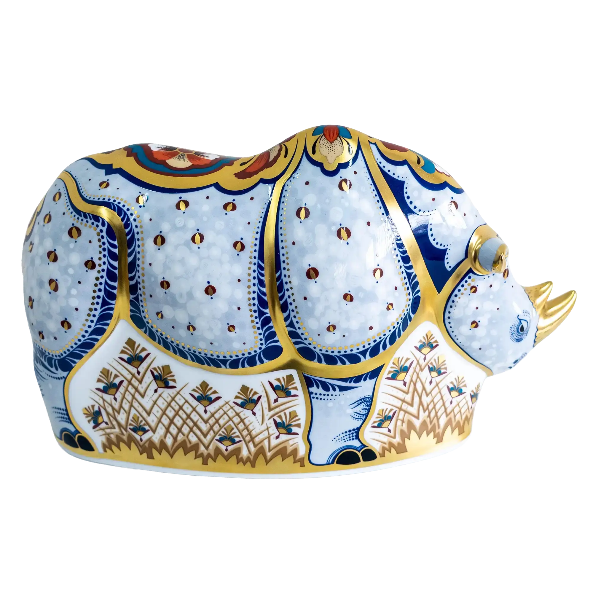 Royal Crown Derby Endangered Species White Rhino Paperweight