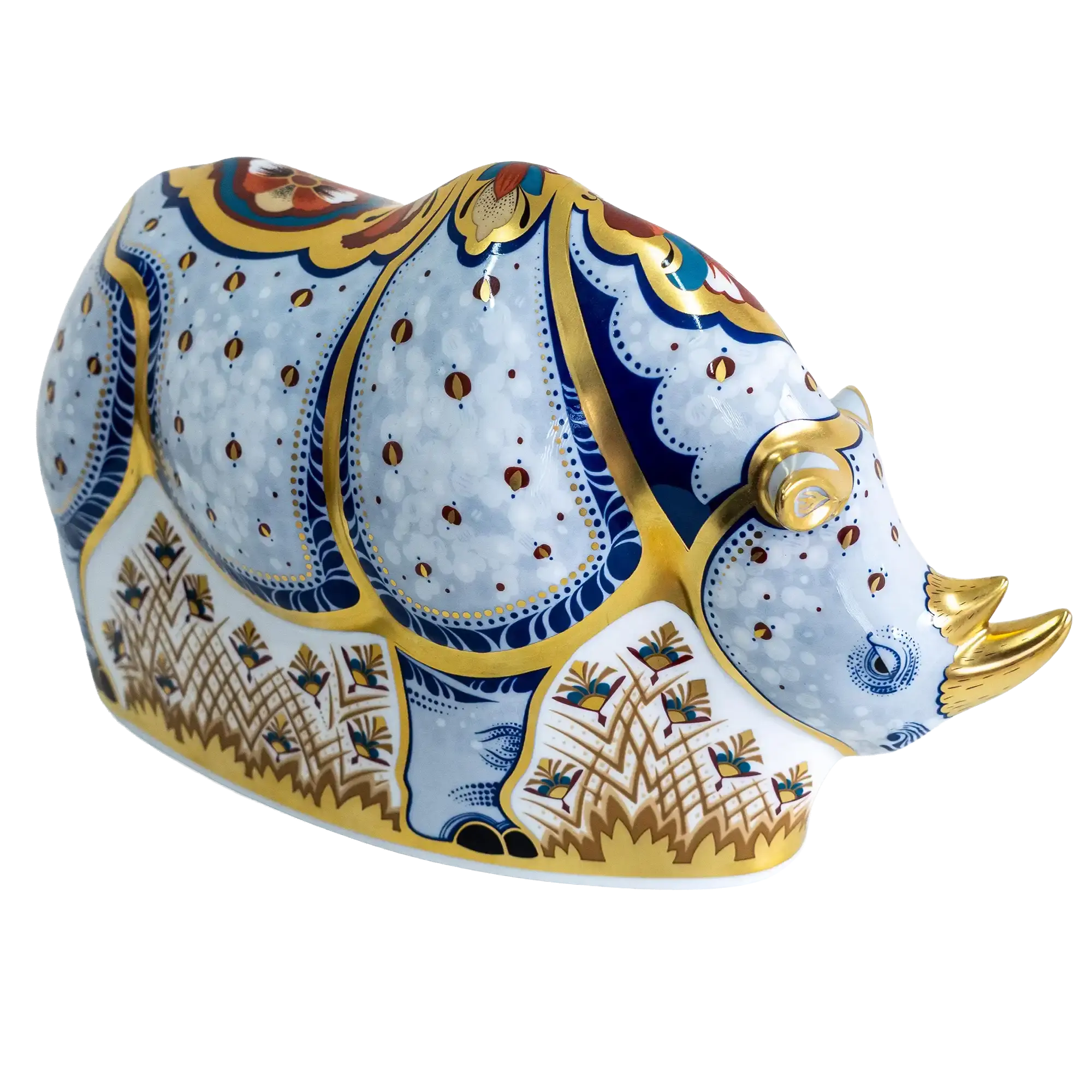 Royal Crown Derby Endangered Species White Rhino Paperweight