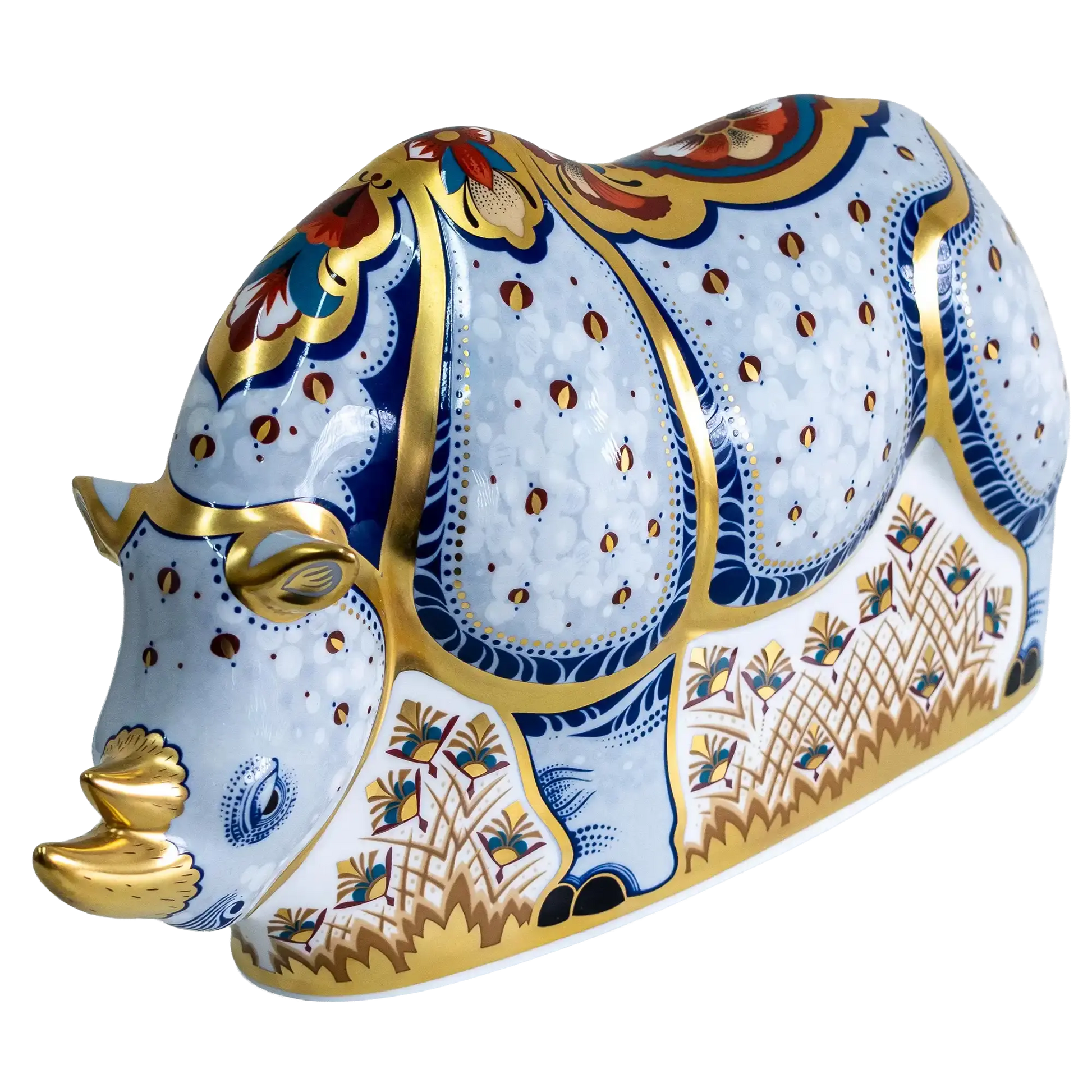 Royal Crown Derby Endangered Species White Rhino Paperweight