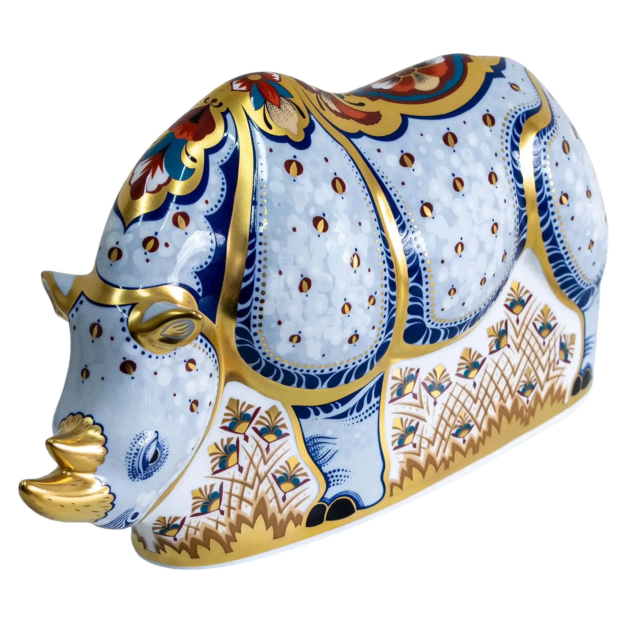 Royal Crown Derby Endangered Species White Rhino Paperweight