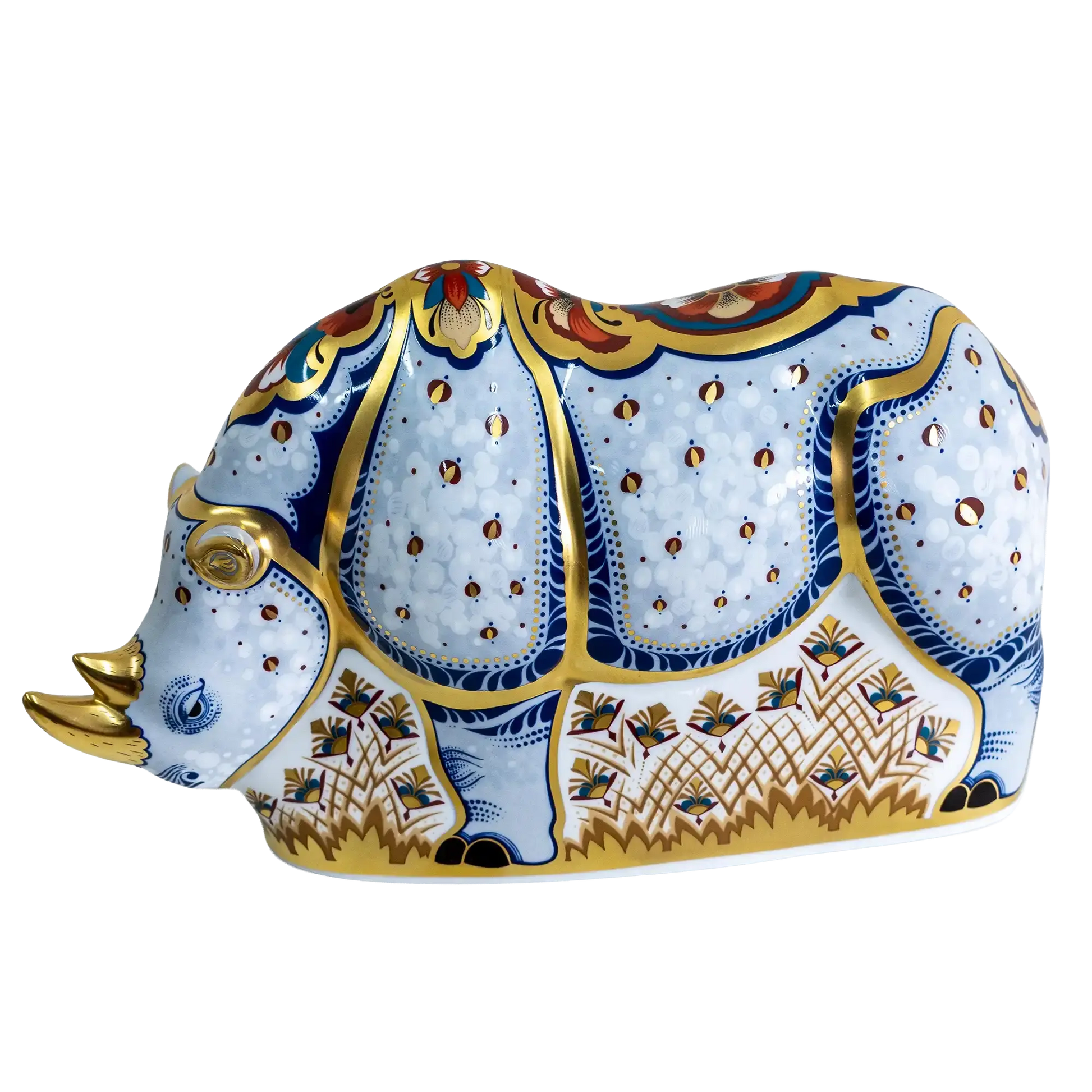 Royal Crown Derby Endangered Species White Rhino Paperweight