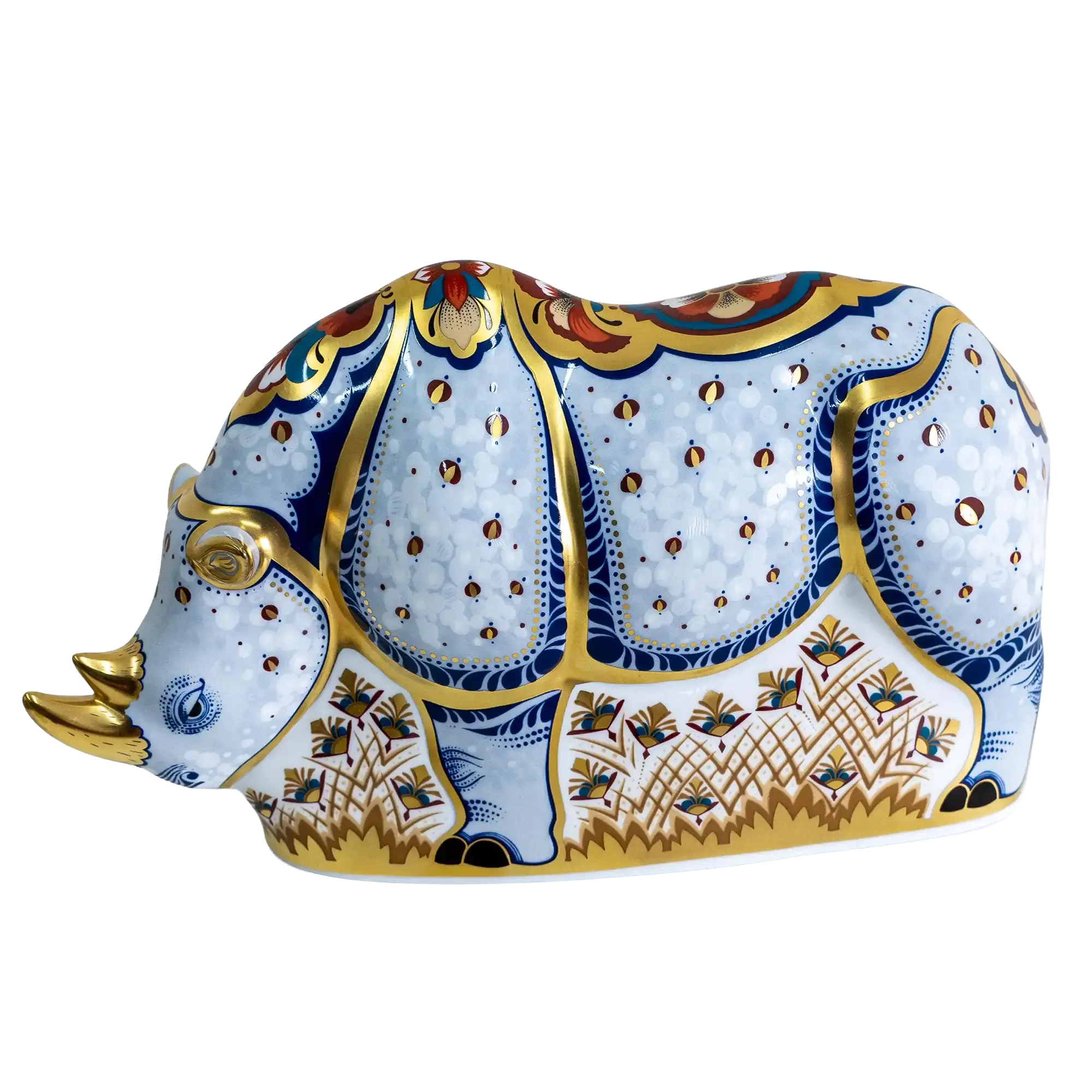 Royal Crown Derby Endangered Species White Rhino Paperweight