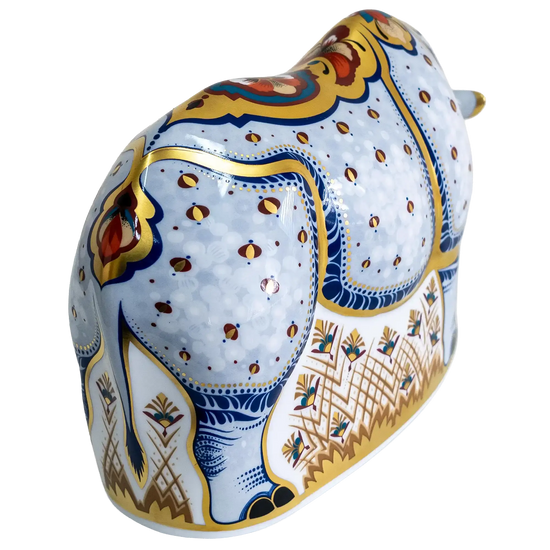 Royal Crown Derby Endangered Species White Rhino Paperweight