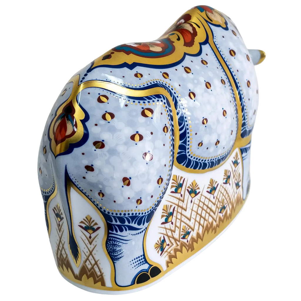 Royal Crown Derby Endangered Species White Rhino Paperweight