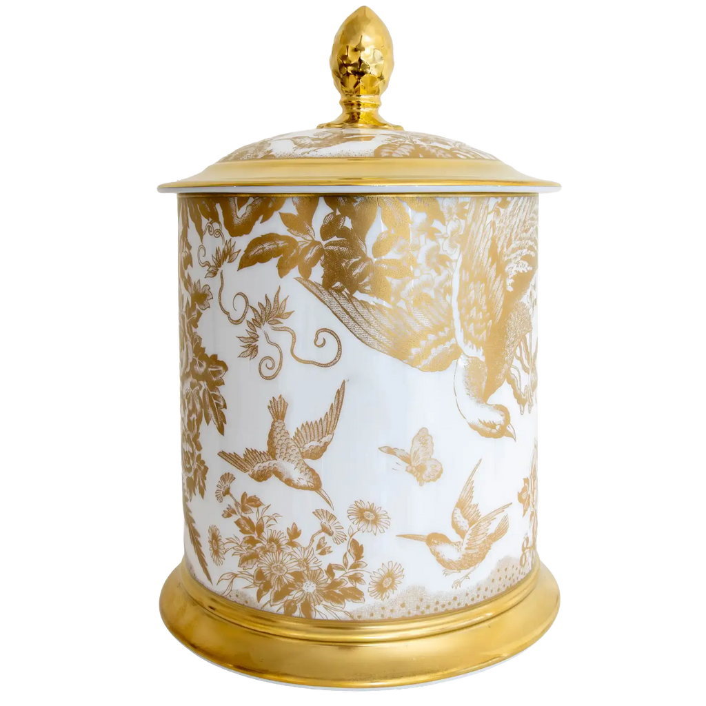 Royal Crown Derby Gold Aves Storage Jar