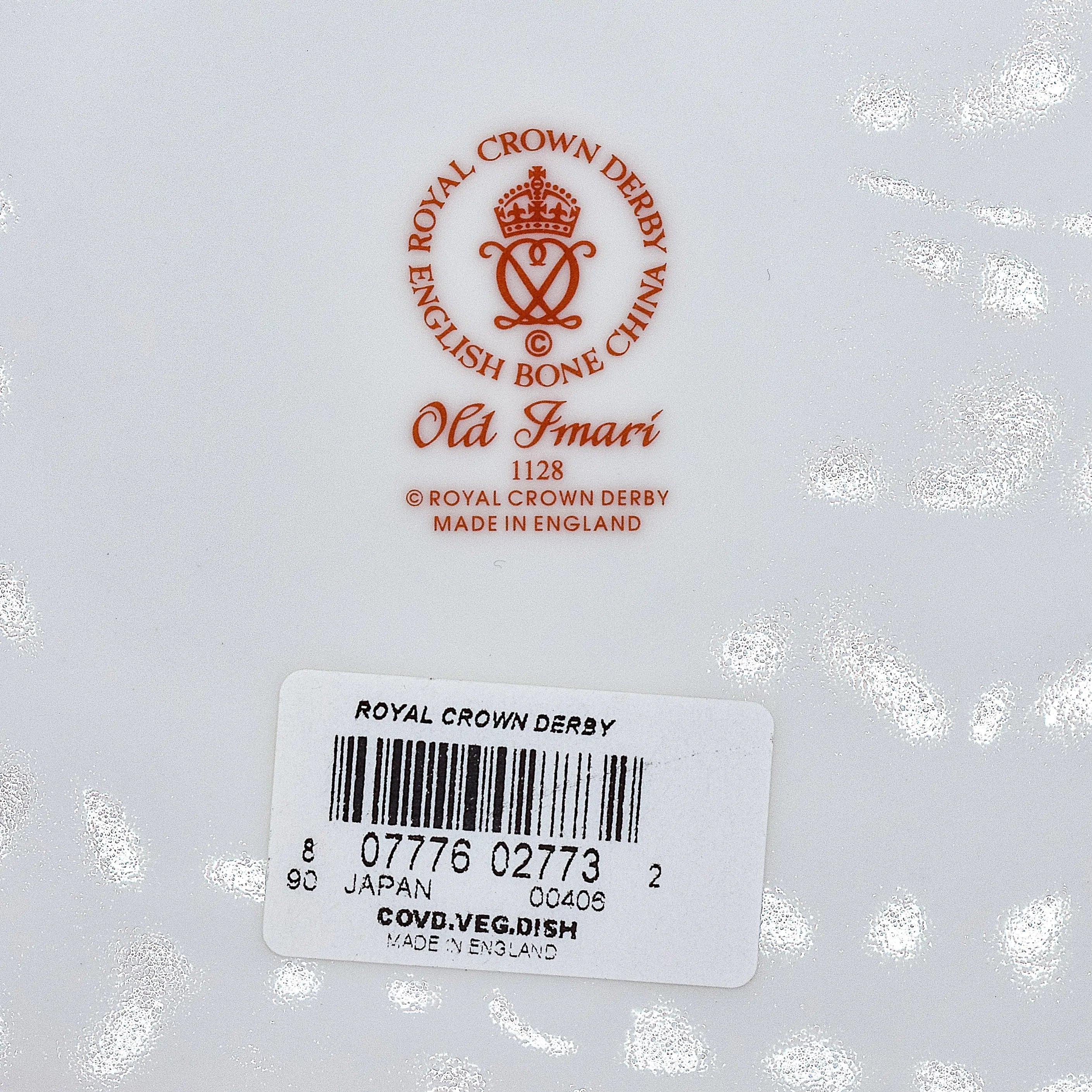 Royal crown derby 1st Quality Stamp example and Label