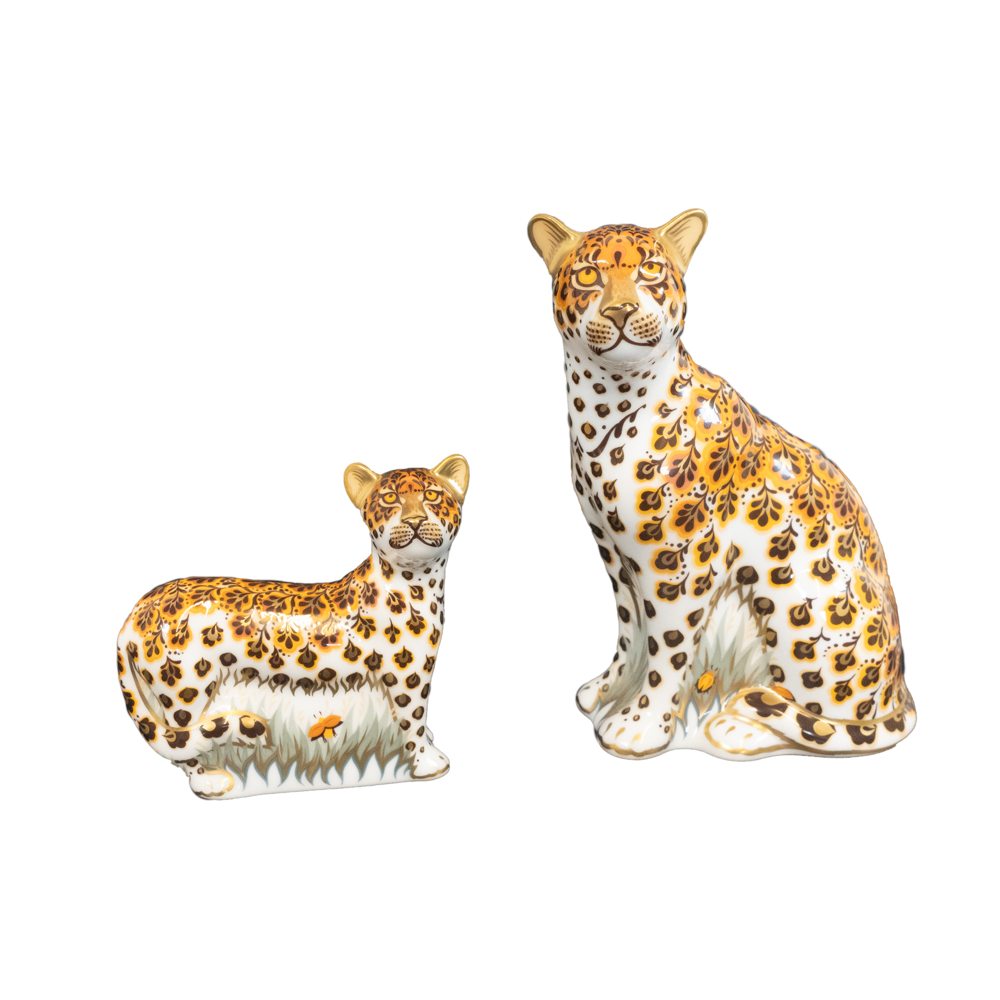 Royal Crown Derby Leopardess and Cub Family Paperweights Charterwells-Ex-Display