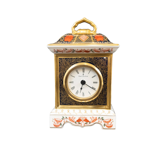 Royal Crown Derby Imari Solid Gold Band SGB Mantle Clock Charterwells-Ex-Display