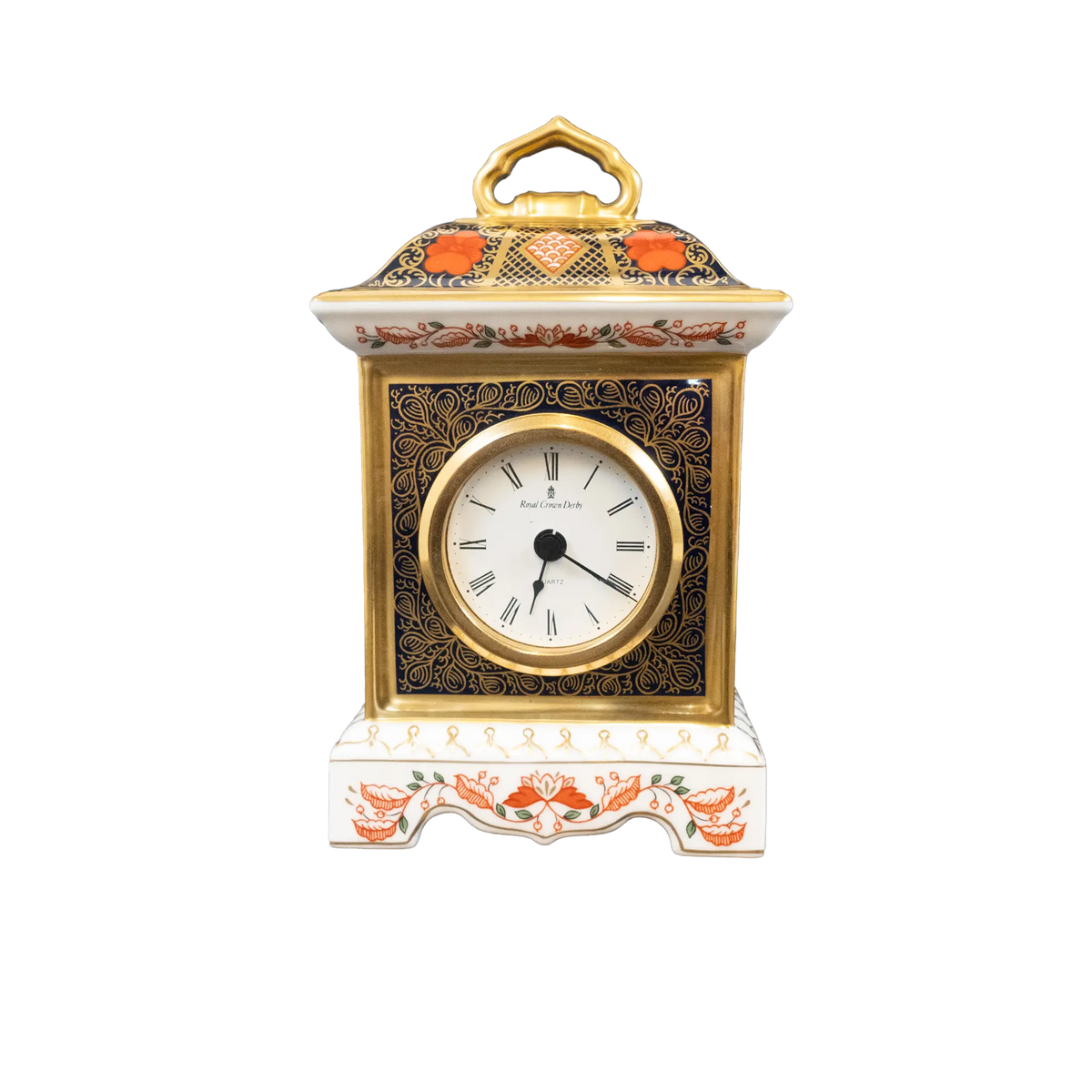 Royal Crown Derby Imari Solid Gold Band SGB Mantle Clock Charterwells-Ex-Display