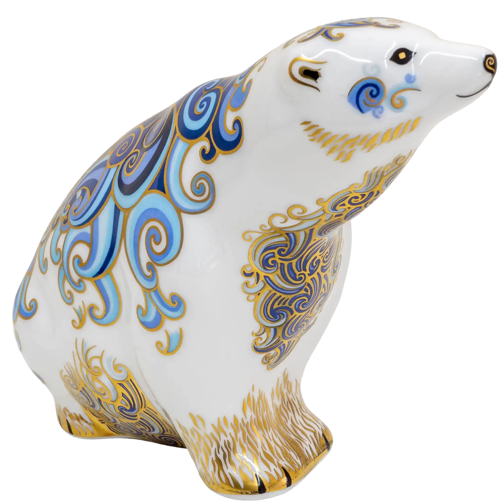 Royal Crown Derby Polar Bear Aurora & Polar Bear Cub Standing